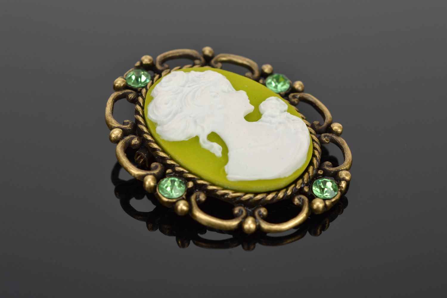 Polymer clay cameo brooch Spring photo 1