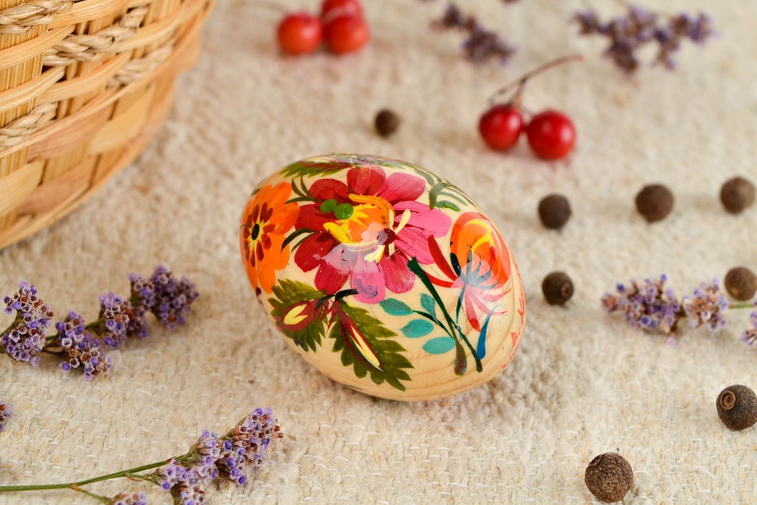 Huevo decorado artesanal de madera decoración de interior regalo original  foto 1