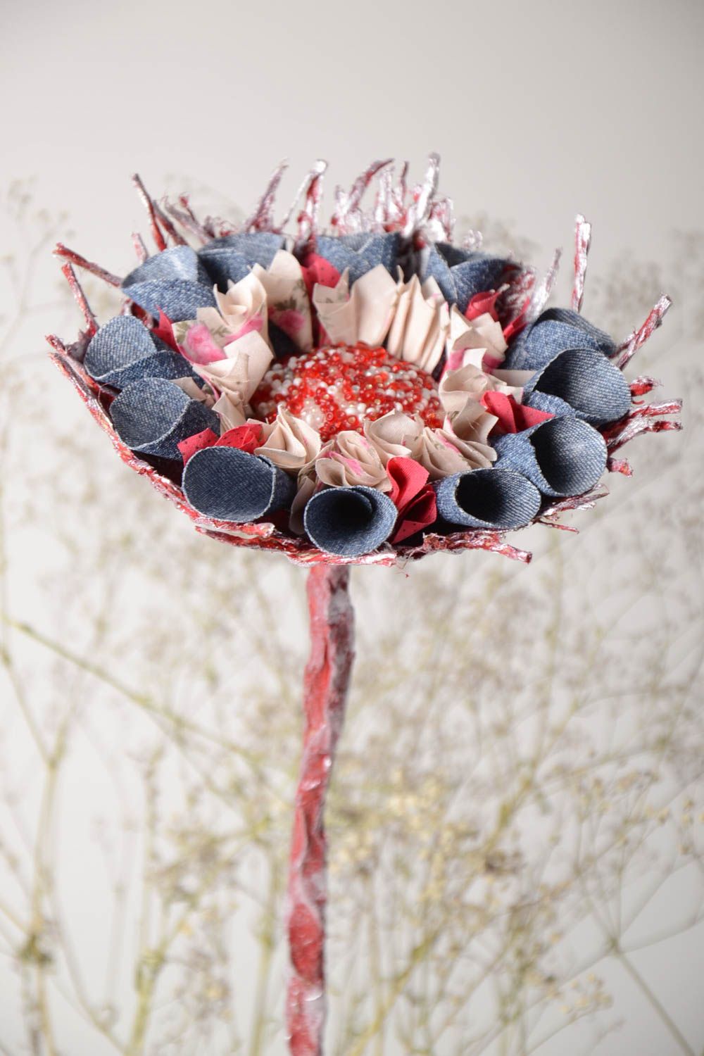 Fleur en tissu Fleur artificielle déco fait main Objet de décoration unique photo 1