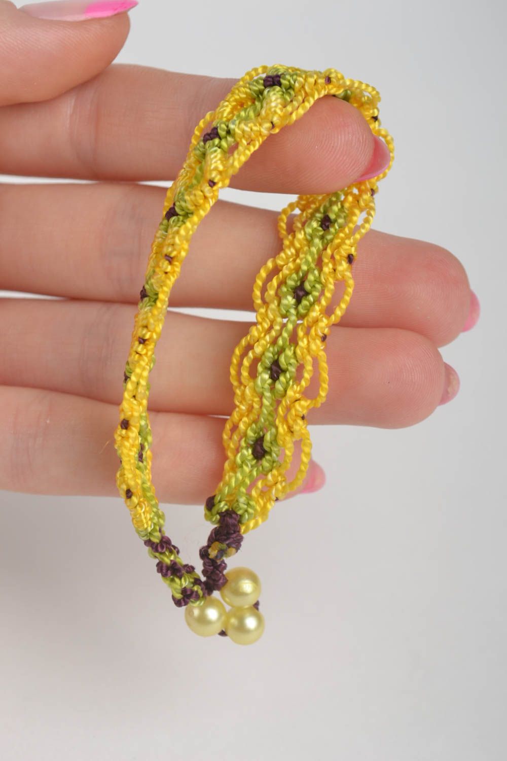 Модный браслет ручной работы браслет из ниток тонкий плетеный браслет желтый фото 5