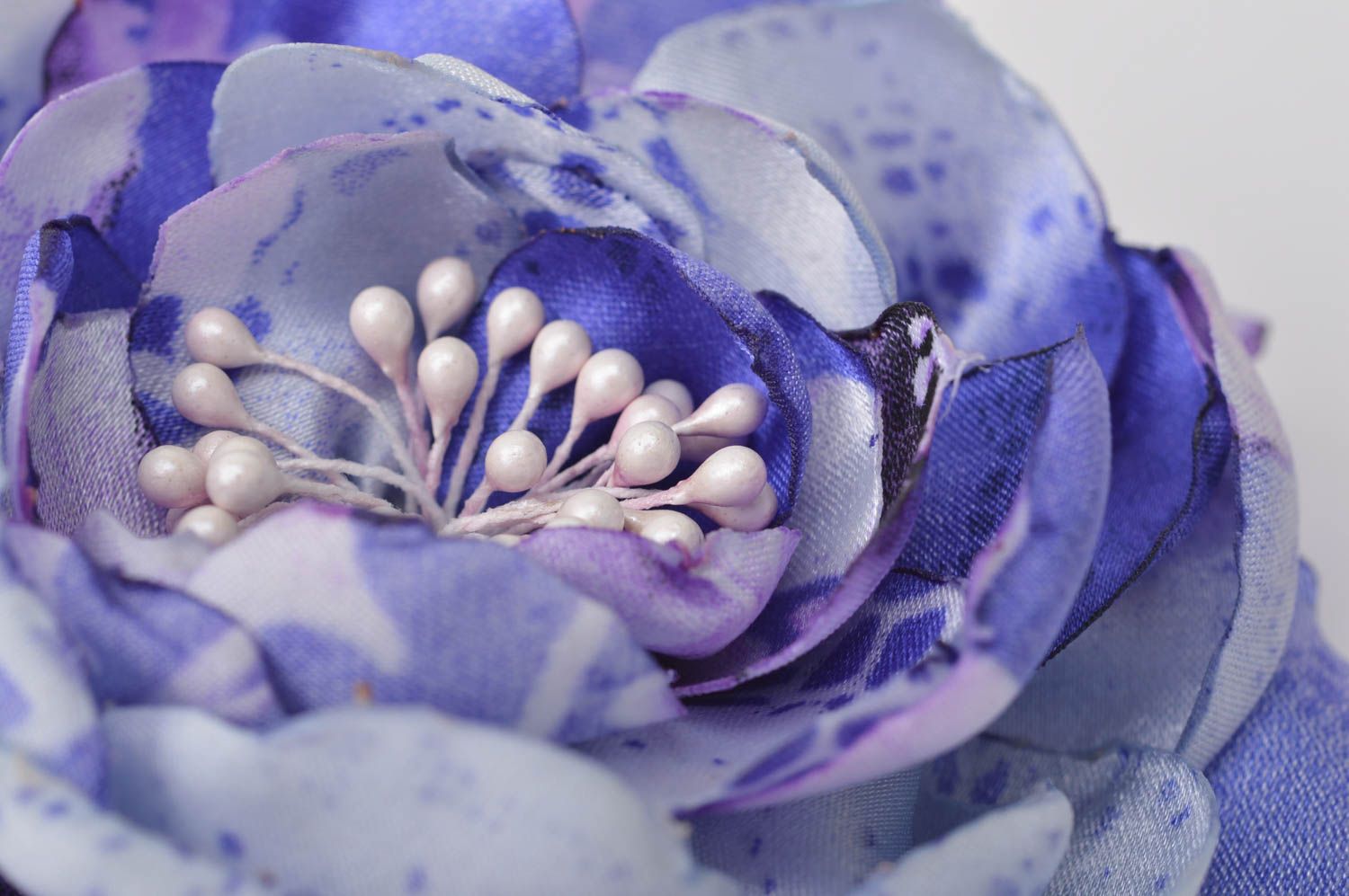 Pinza broche de flor azul hecho a mano accesorio transformador regalo original foto 9