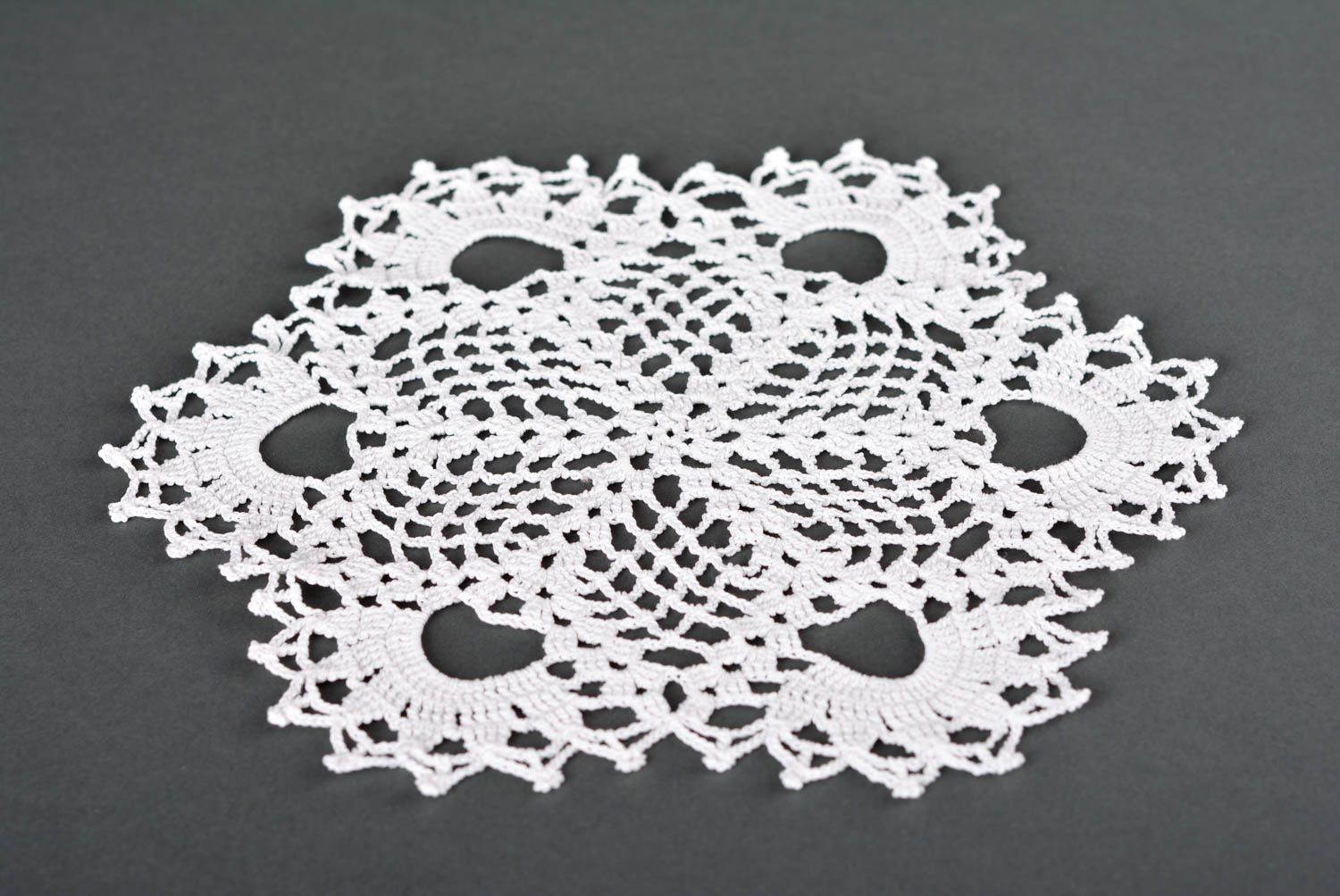 Handmade openwork napkin crocheted kitchen textile stylish elegant napkin photo 2