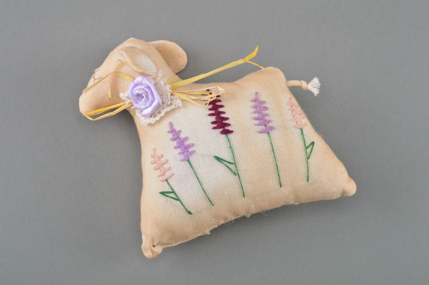 Designer interior handmade toy in the form of cotton lamb for home decoration photo 1