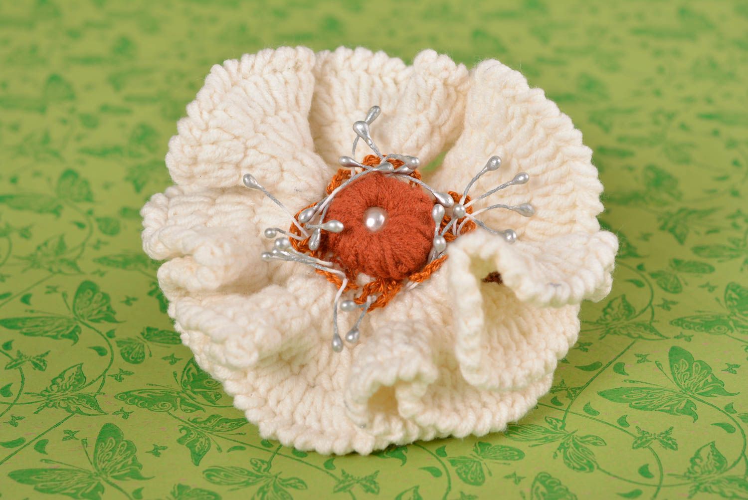 Handmade hair barrette crocheted hair clip flower hair accessory for women photo 1