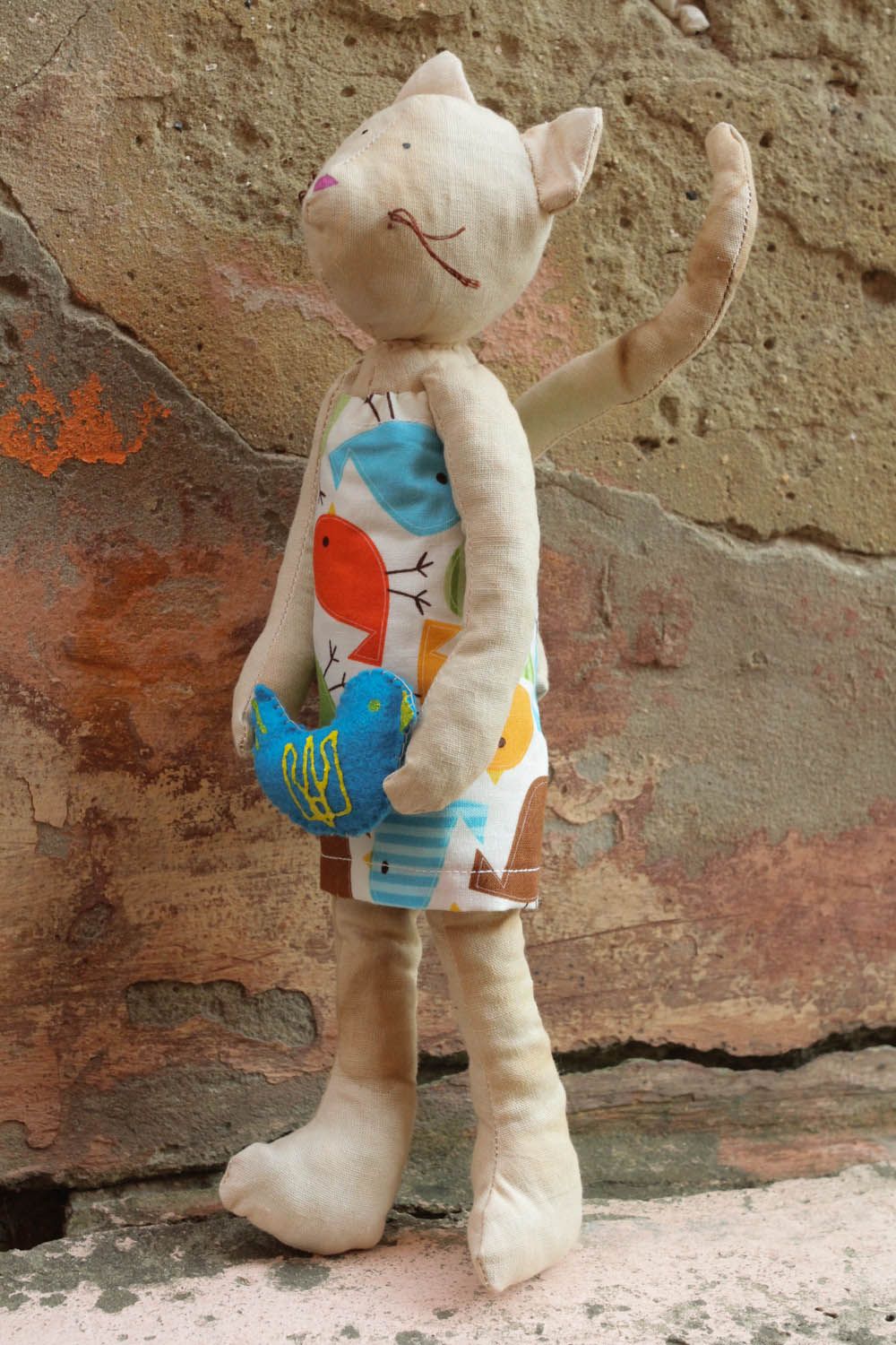 Textile soft toy in the shape of a cat photo 2