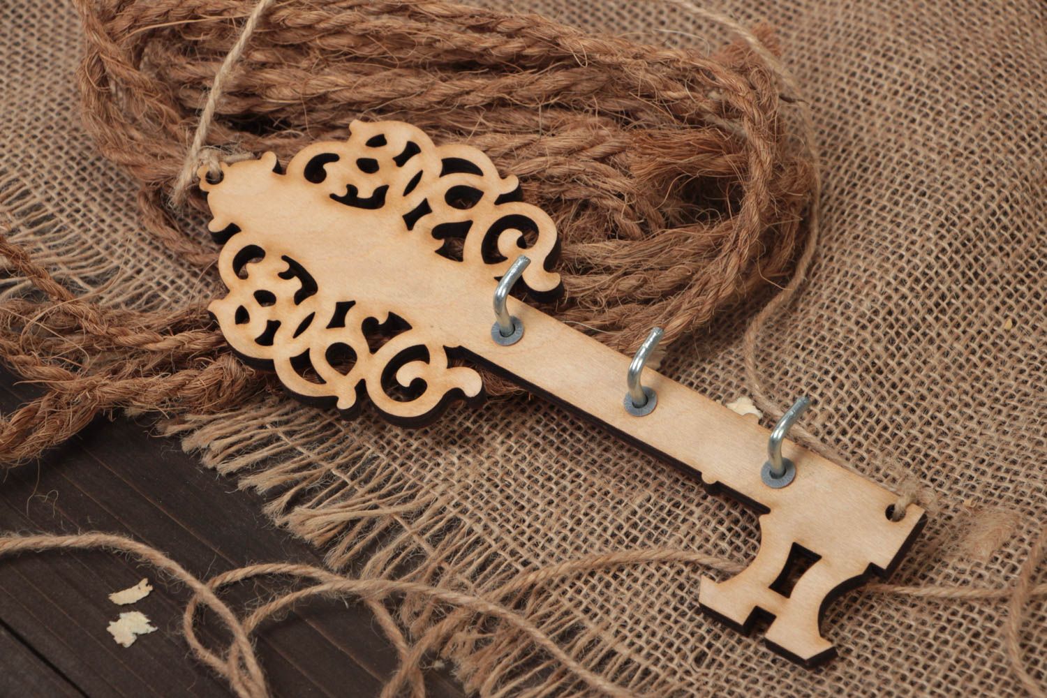 Handmade plywood craft blank for decoration figured key hanger with hooks photo 1