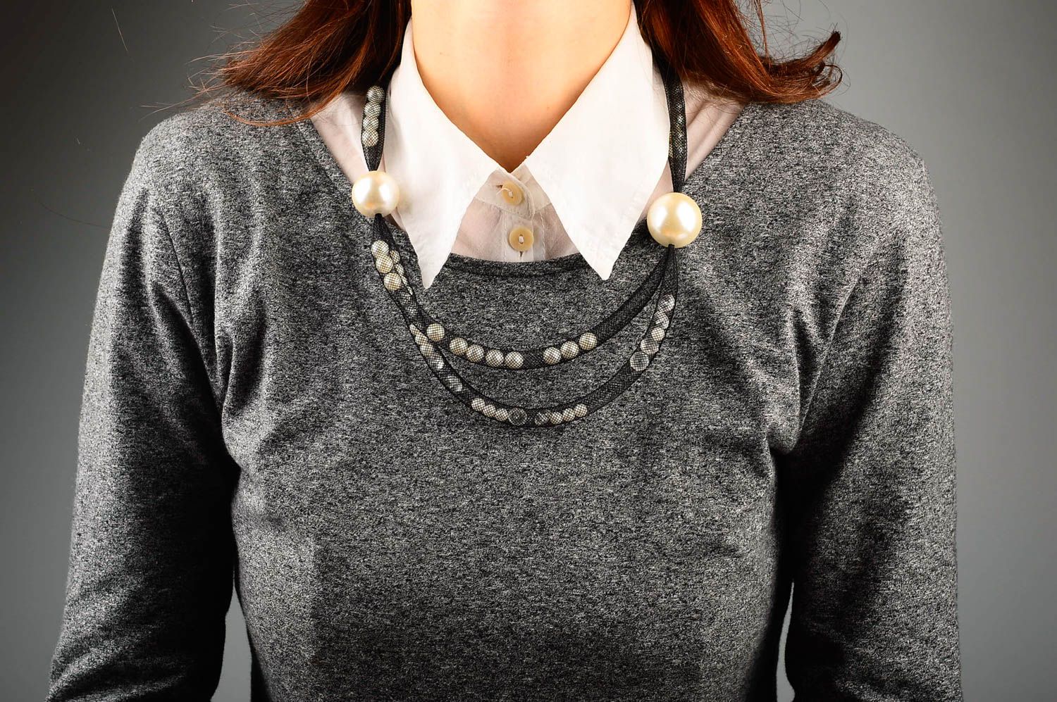 Unusual handmade beaded necklace textile necklace design beautiful jewellery photo 2