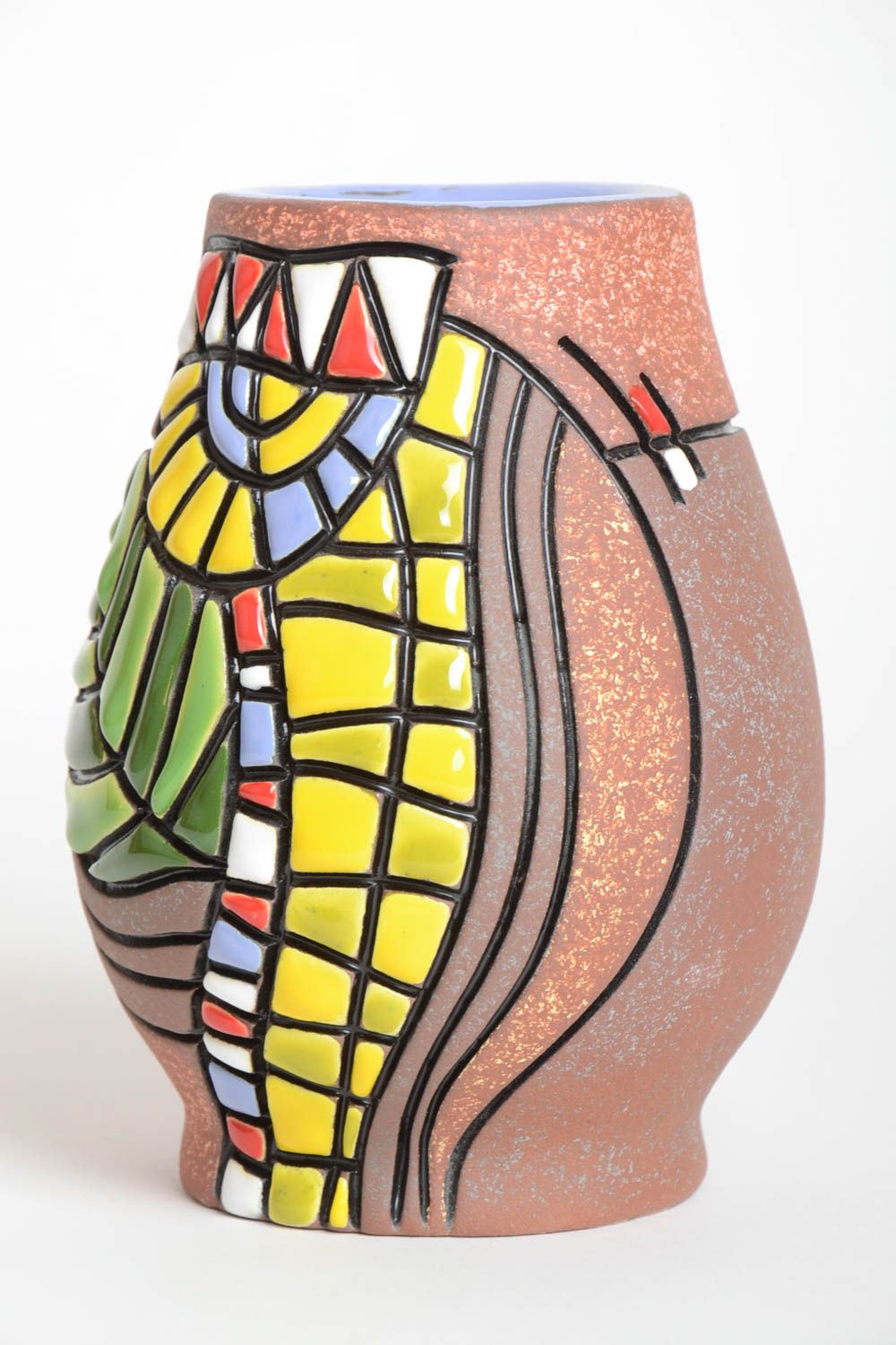 Bunte handmade Keramik Vase Haus Deko ausgefallene Vase Geschenk für Frau 800 ml foto 2