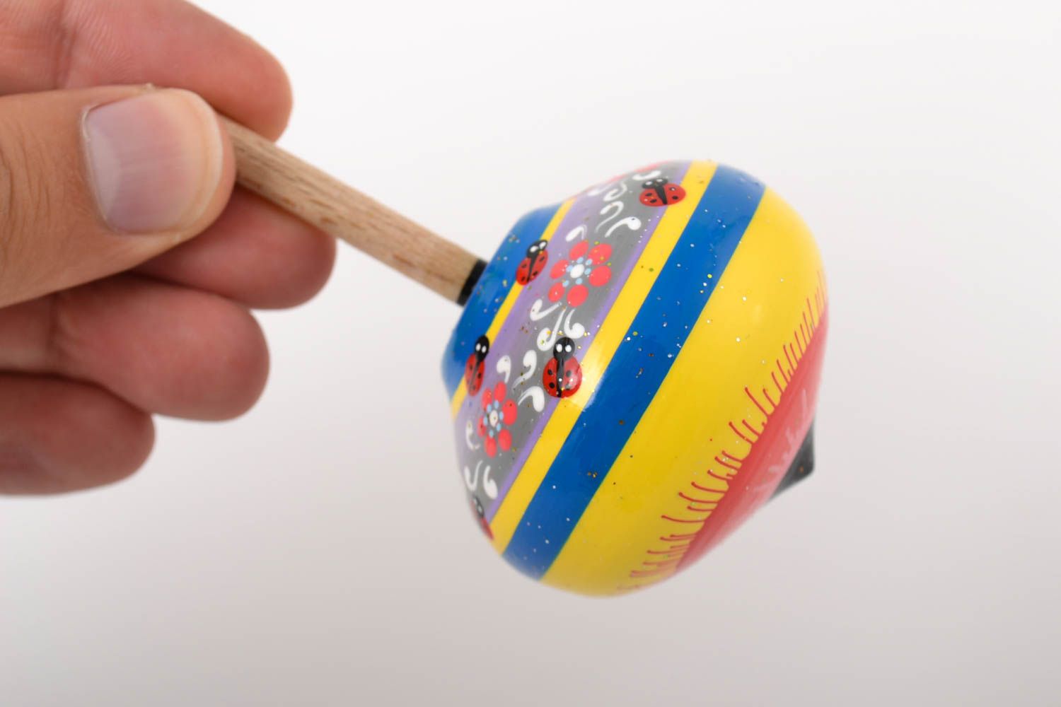 Trompo de madera hecho a mano juguete para niños original regalo personalizado foto 2