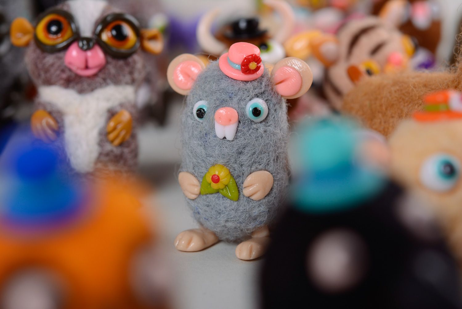 Homemade wool felted soft toy Mouse Girl photo 4