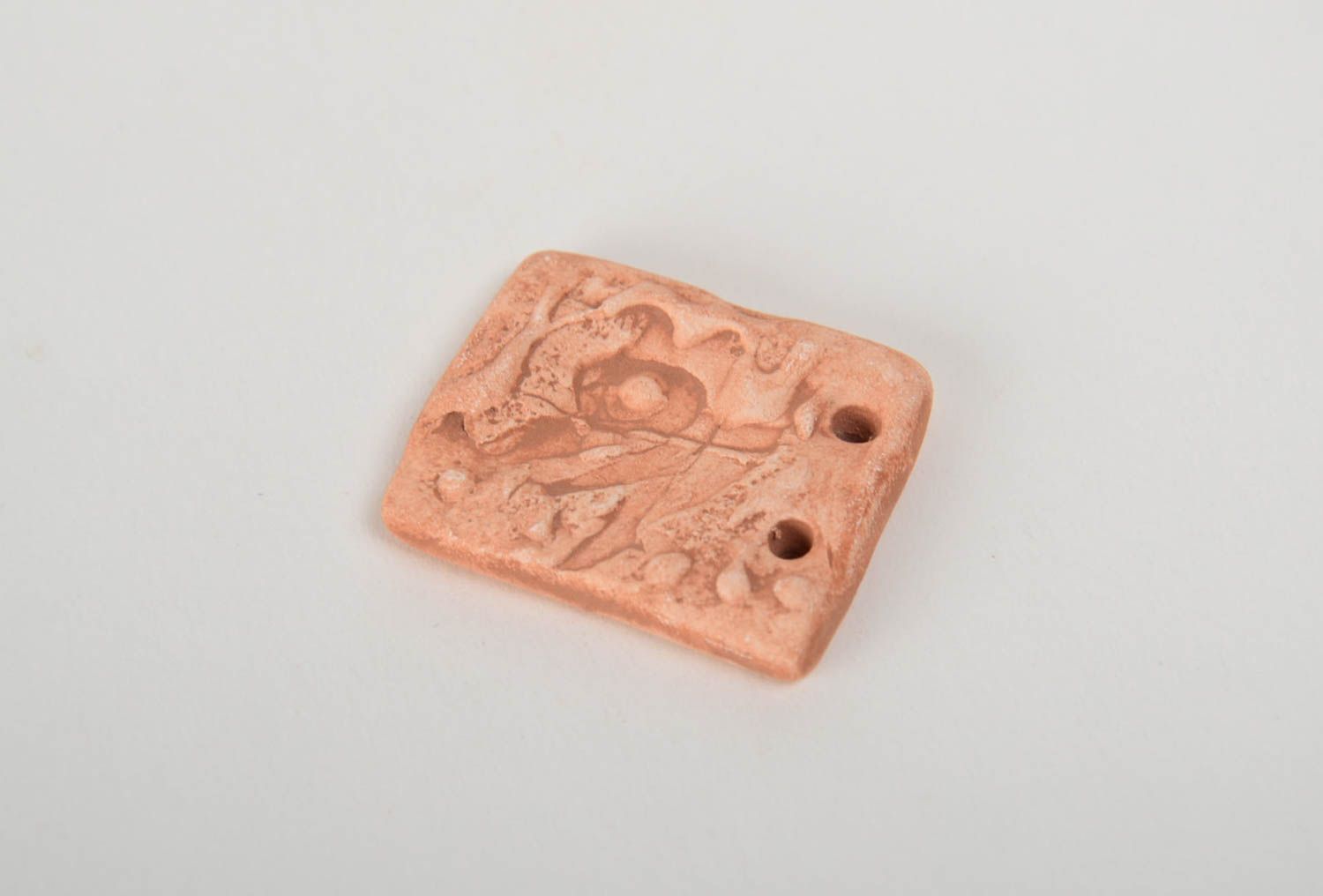 Handmade DIY clay pendant of square shape blank for jewelry making photo 4