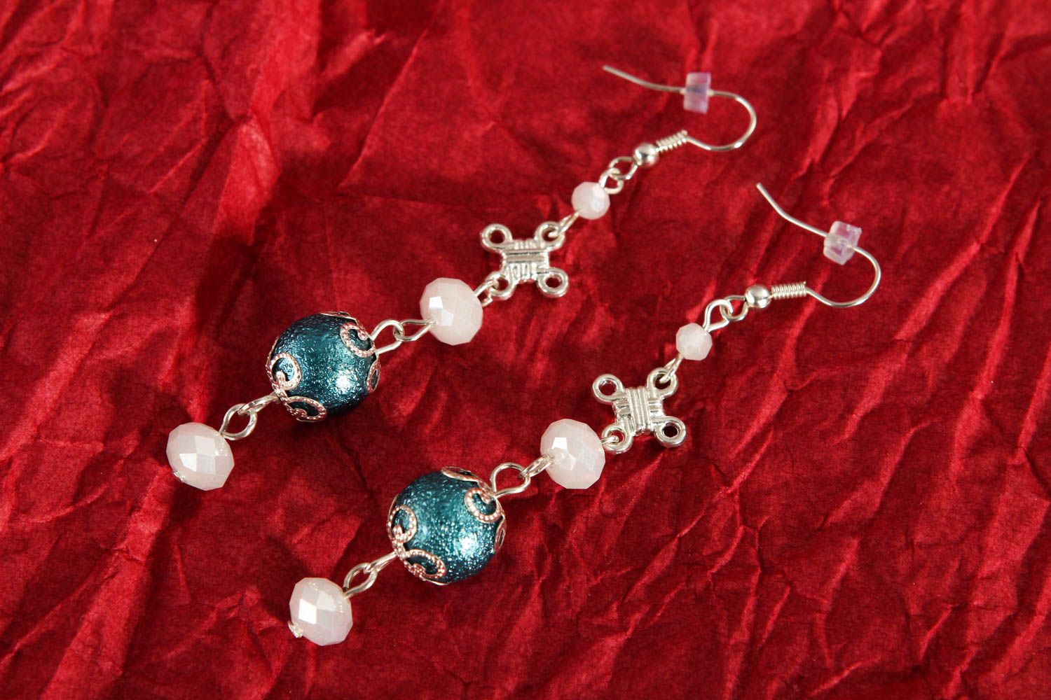 Crystal earrings handmade long crystal earrings with charms stylish jewelry photo 1
