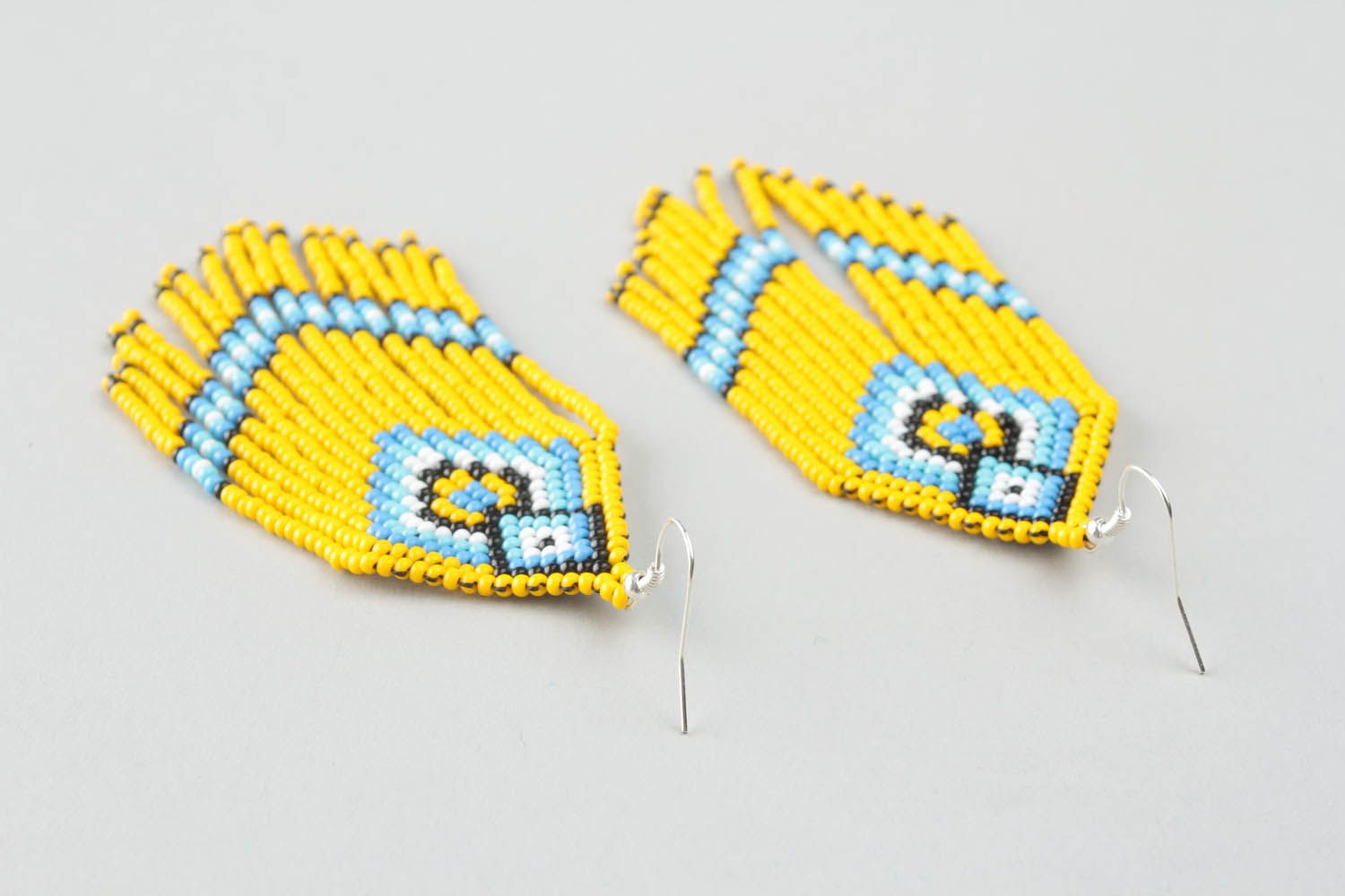 Beaded earrings with fringe photo 2