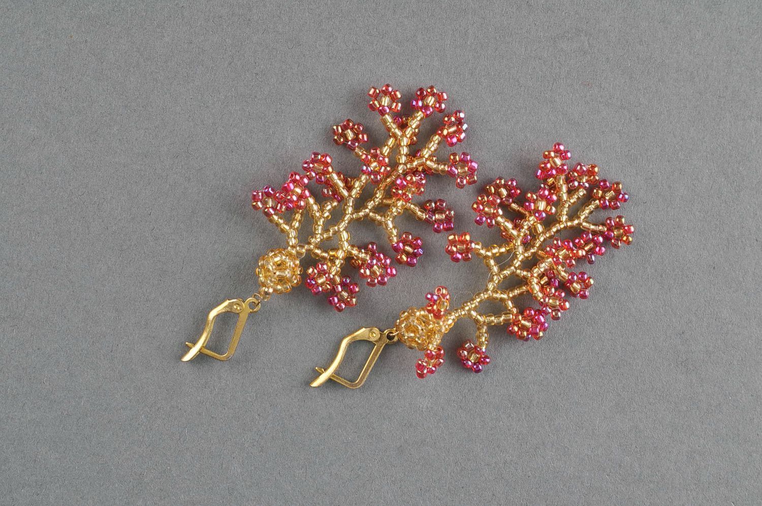 Earrings Corals with flower photo 1