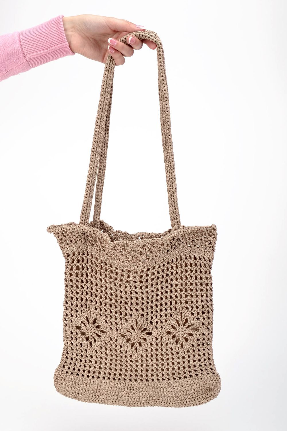 Handmade knitted purse of viscose filament photo 1