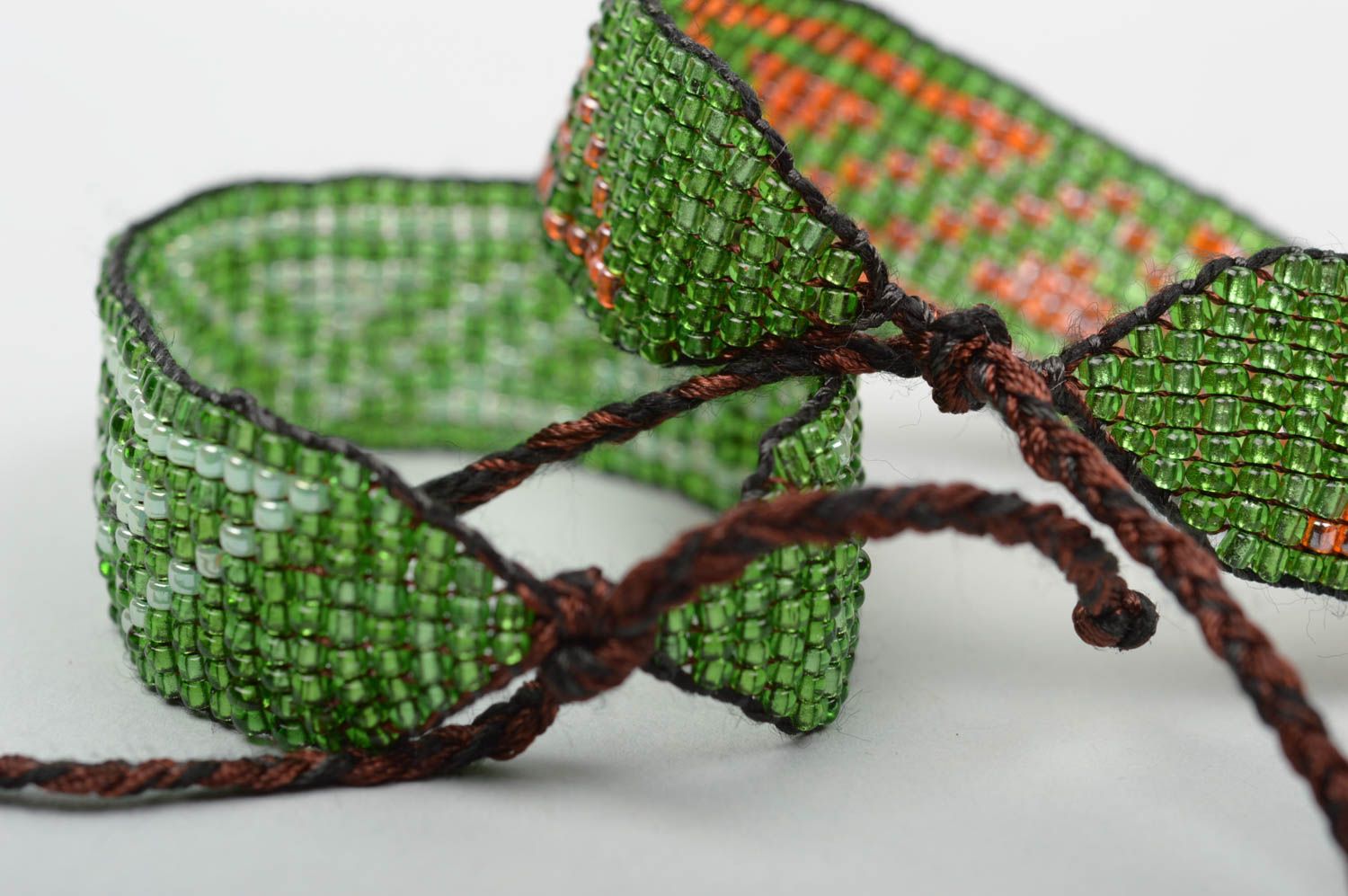 Bracelets perles rocaille Bijoux fait main 2 pièces vertes Accessoires femme photo 2
