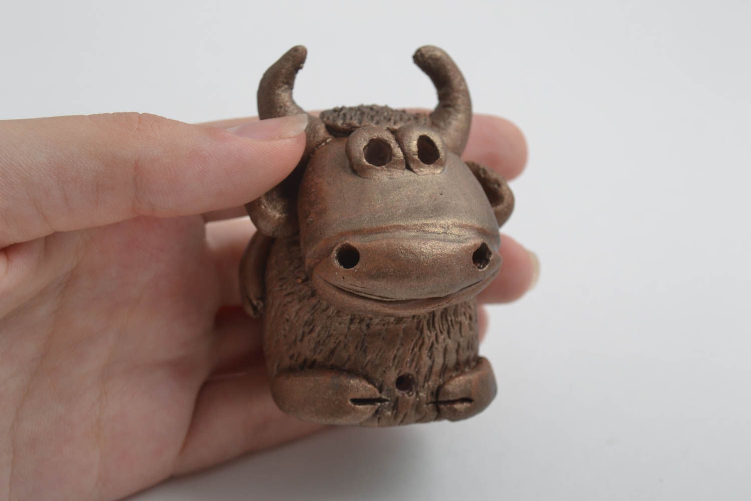 Figurita de cerámica artesanal elemento decorativo regalo original Torro foto 5
