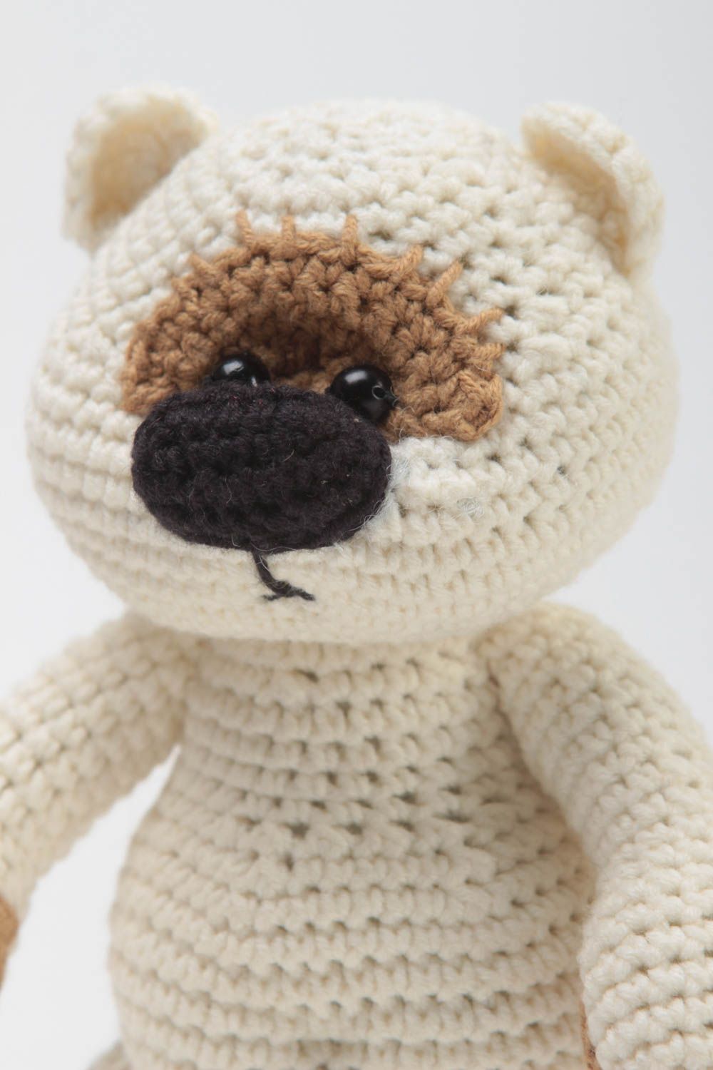 Jouet enfant Peluche tricotée fait main Cadeau original ourson blanc mignon photo 3