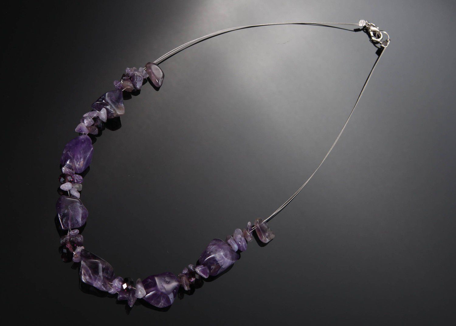 Necklace with amethyst on a jewelry rope photo 2