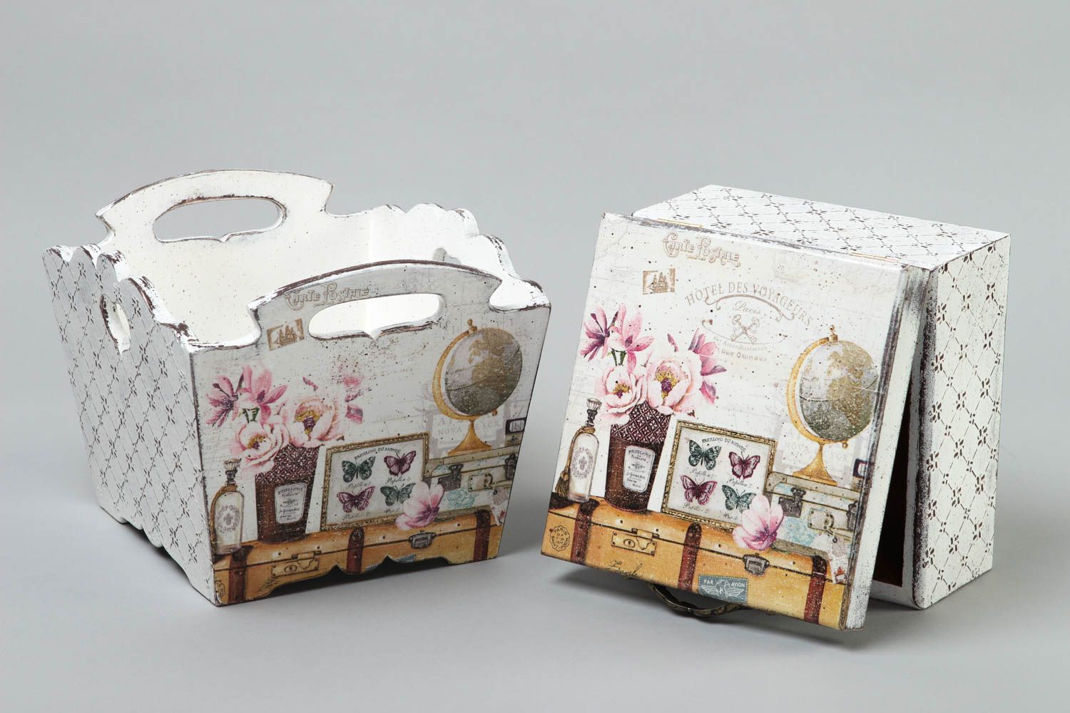 Decoupage jewelry box wooden tea box handmade box for tea home organizer photo 2