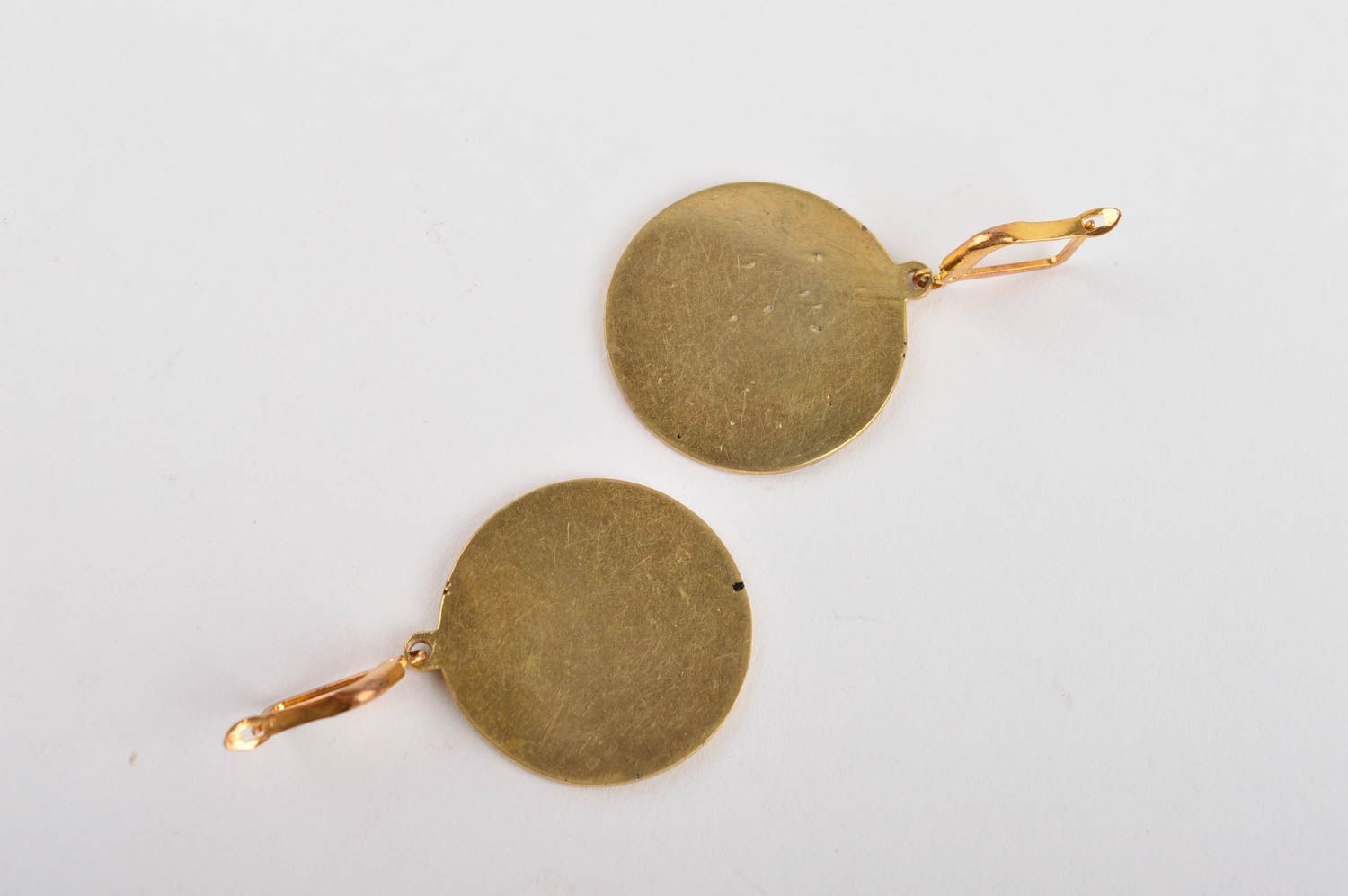 Fashion earrings with natural stones handmade brass earrings metal bijouterie photo 5