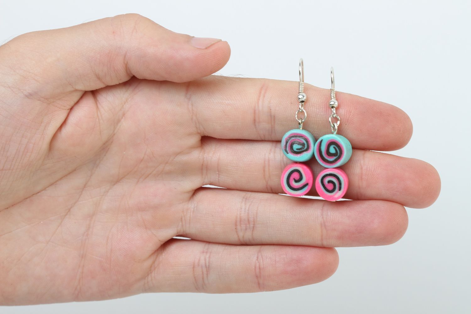 Handmade colorful earrings bright plastic earrings unusual jewelry gift photo 5