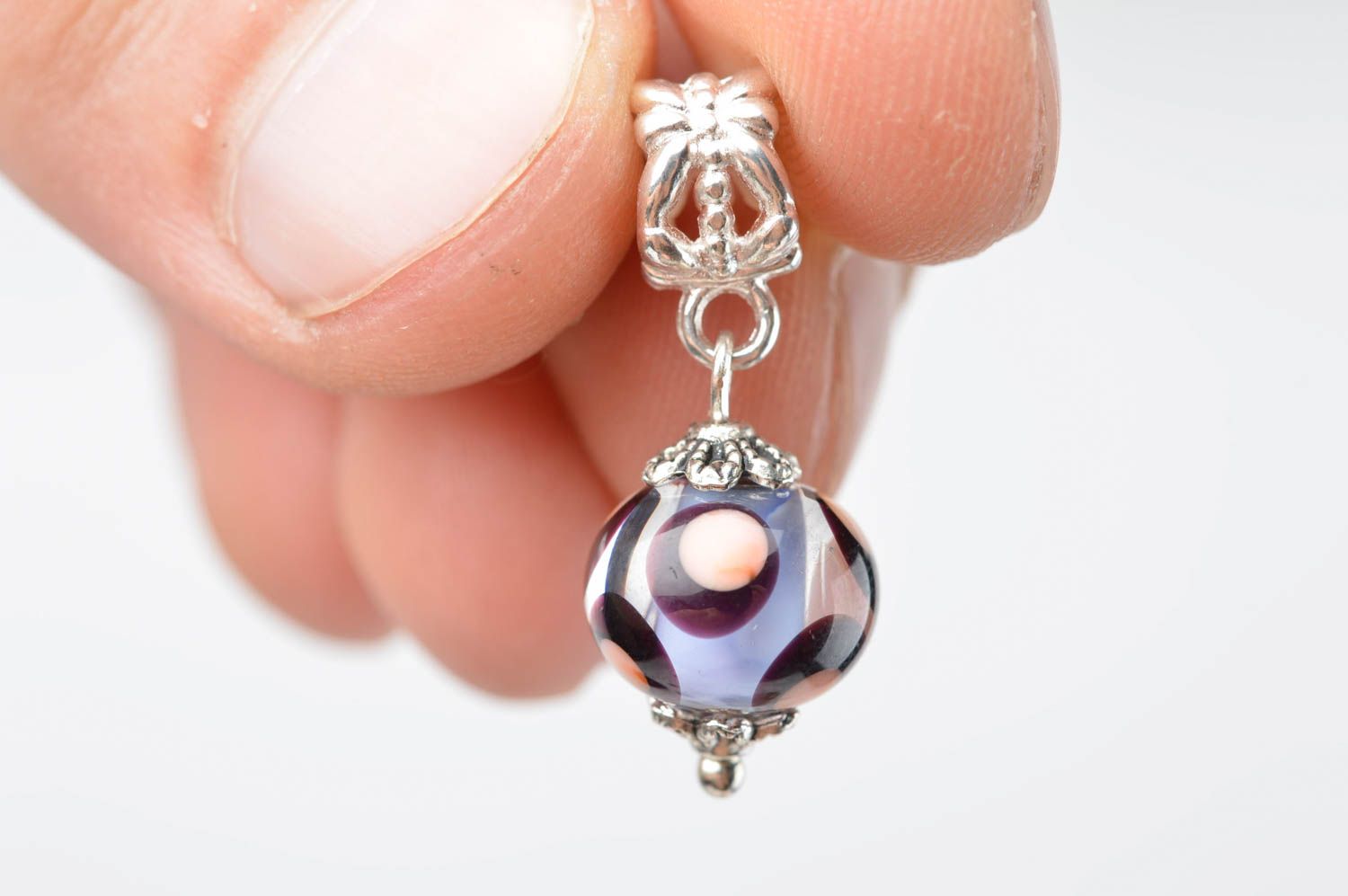 Handmade designer glass pendant unusual graceful jewelry elegant bead pendant photo 5