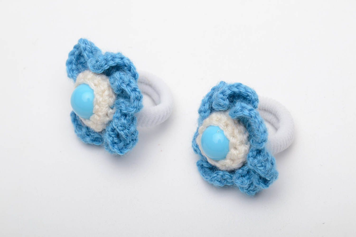 Crochet scrunchies Blue Flowers photo 3