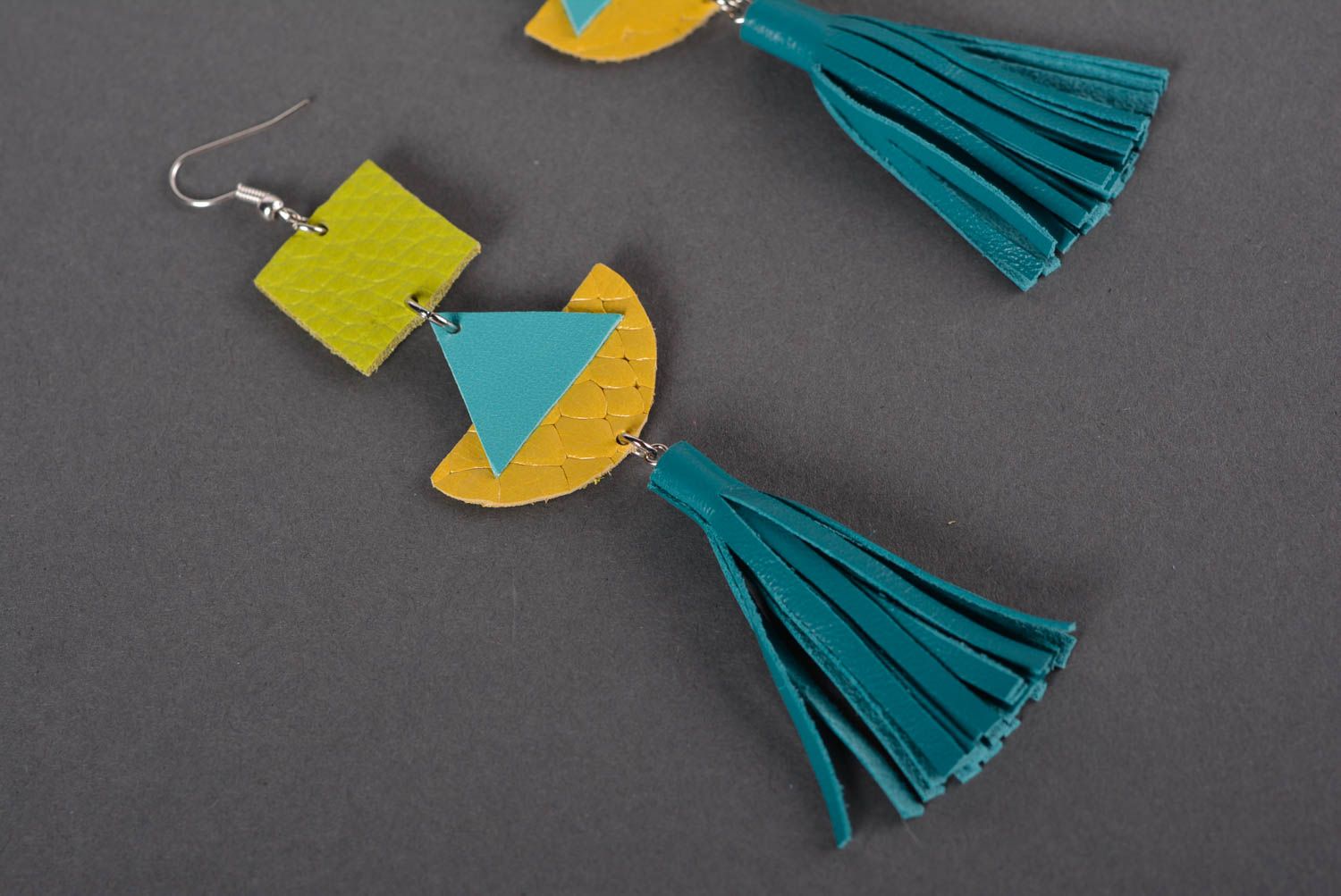 Handmade leather earrings dangle earrings fashion accessories gifts for her photo 2