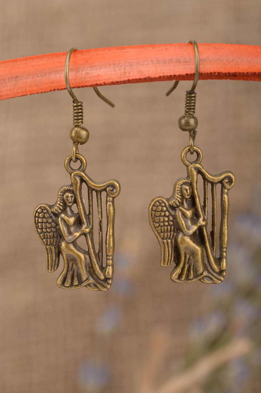 Boucles d'oreilles pendantes Bijoux fait main Cadeau pour femme en métal harpe photo 1