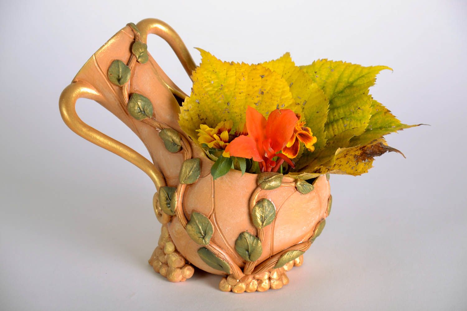 Vaso de mesa para flores secas de argila feito à mão cerâmica decorativa artesanal foto 1