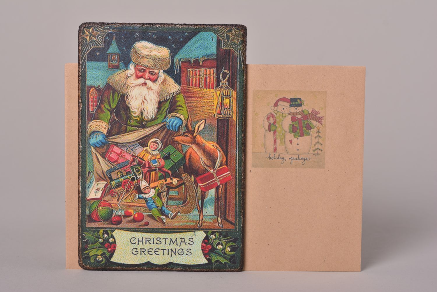 Unusual handmade Christmas card collectible greeting cards decoupage ideas photo 1