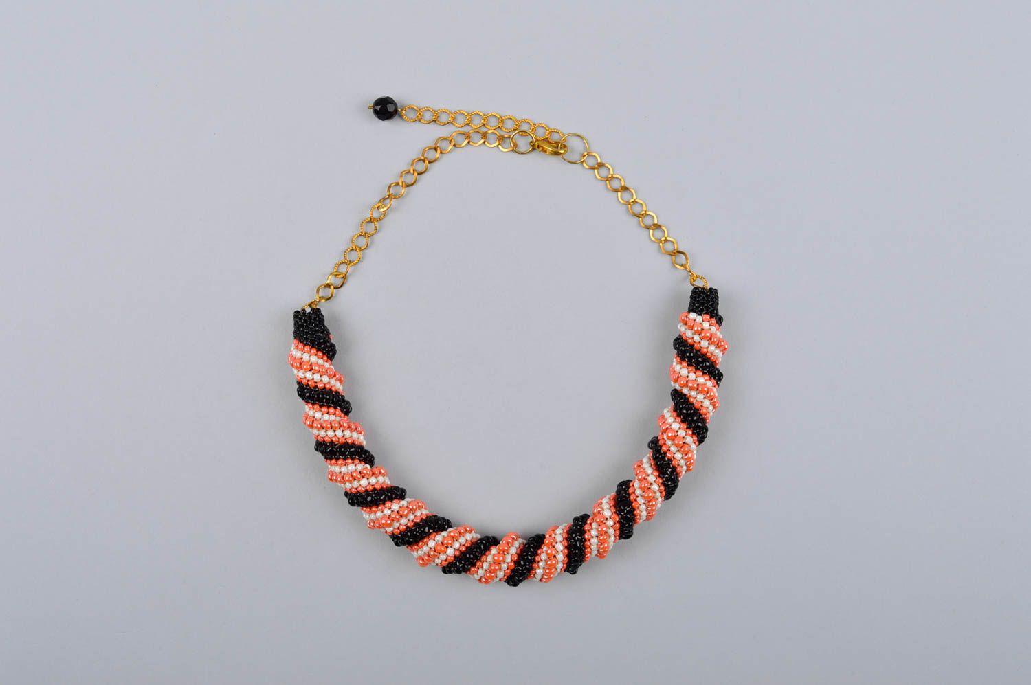 Handmade elegant necklace beaded cord necklace designer accessory for women photo 2