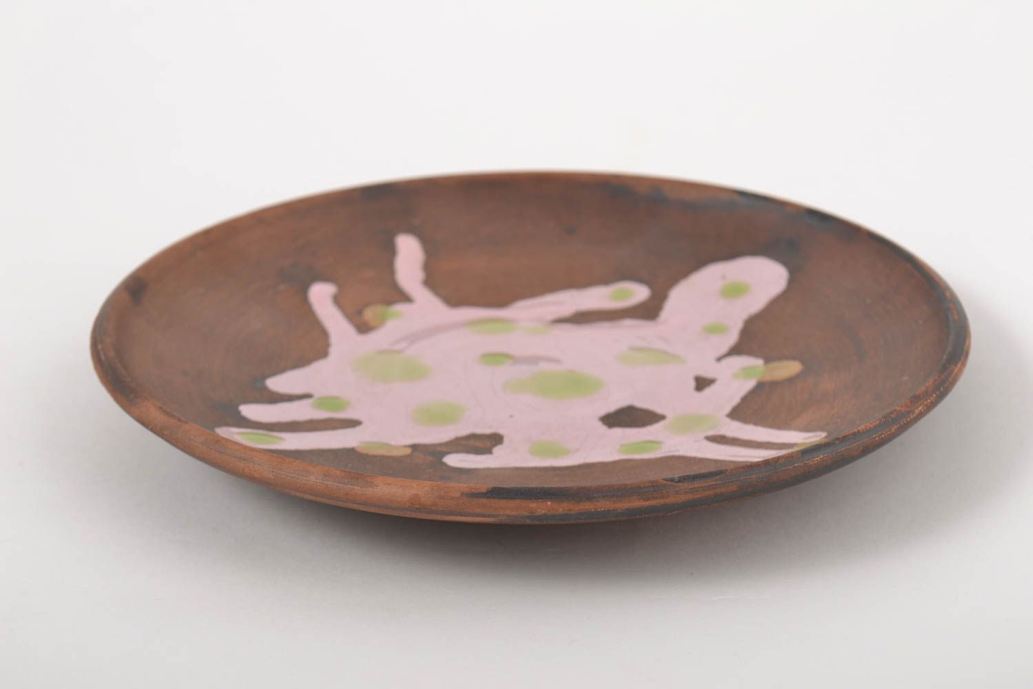 Керамическая тарелка ручной работы расписная тарелка экологически чистая посуда  фото 2