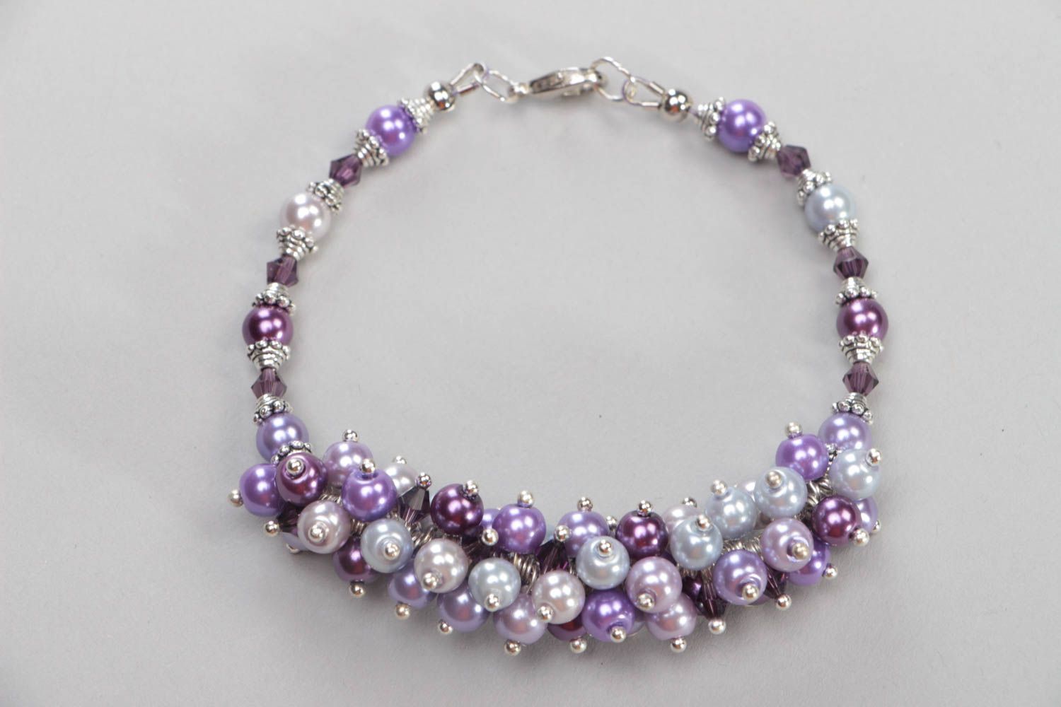 Handmade unusual bracelet lilac stylish accessory female wrist jewelry photo 2
