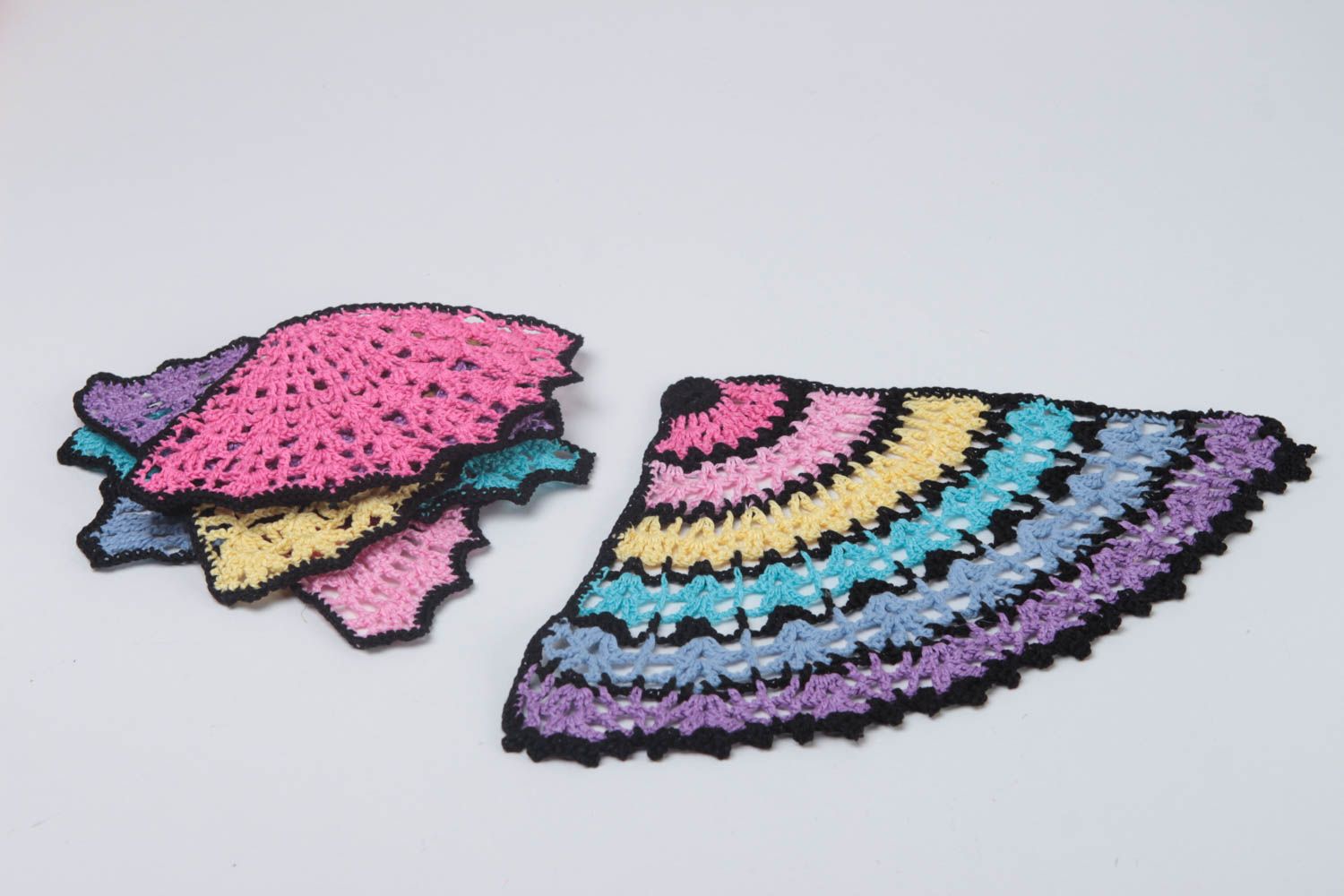 Handmade designer coaster unusual kitchen textile cute crocheted coaster photo 4