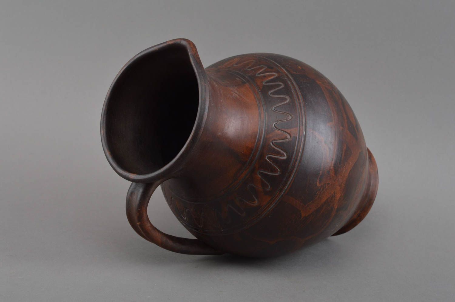 100 oz ceramic dark brown color water pitcher in Greek style 2,5 lb photo 3