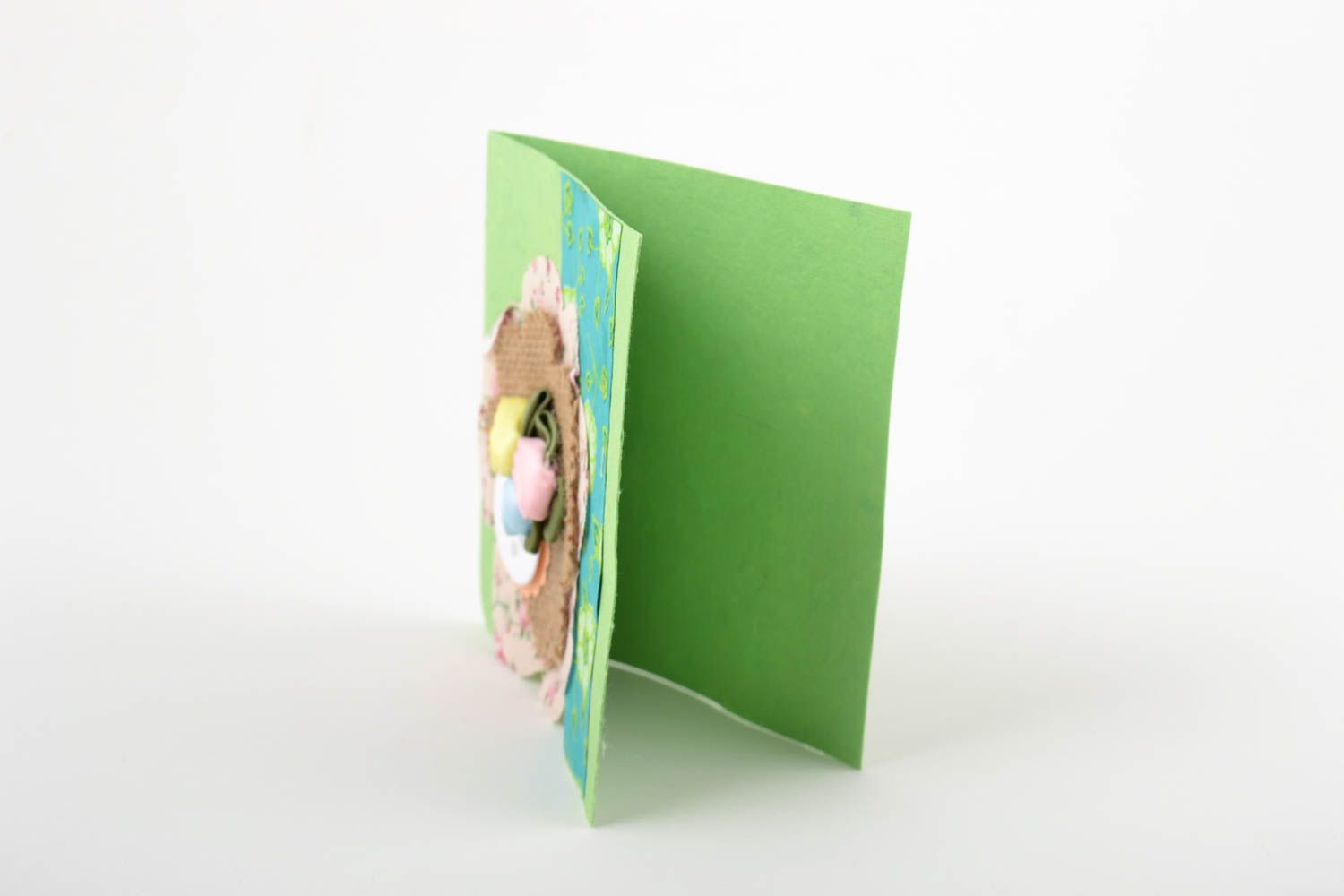 Carte de voeux faite main en carton vert avec roses Petit cadeau original photo 3