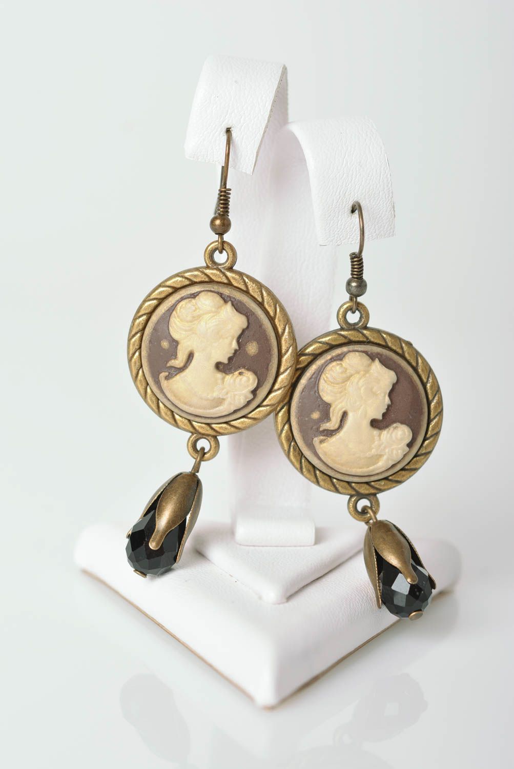 Handmade Kamee Ohrringe ausgefallener Ohrschmuck Frauen Geschenk elegant foto 1