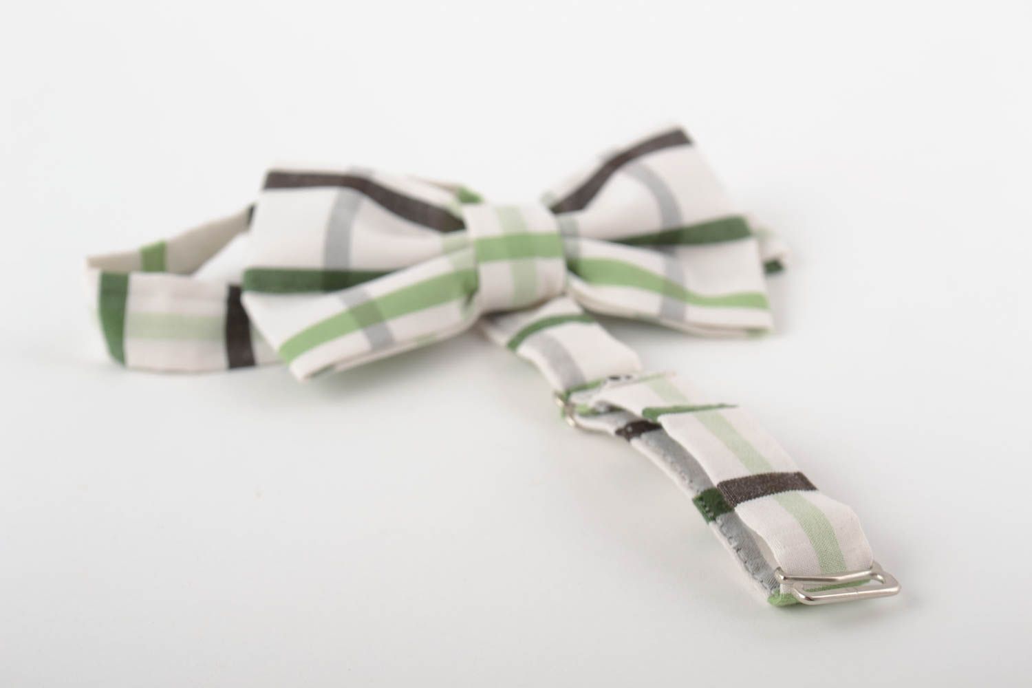 Beautiful handmade designer one-colored textile bow tie with 430 mm strap photo 4