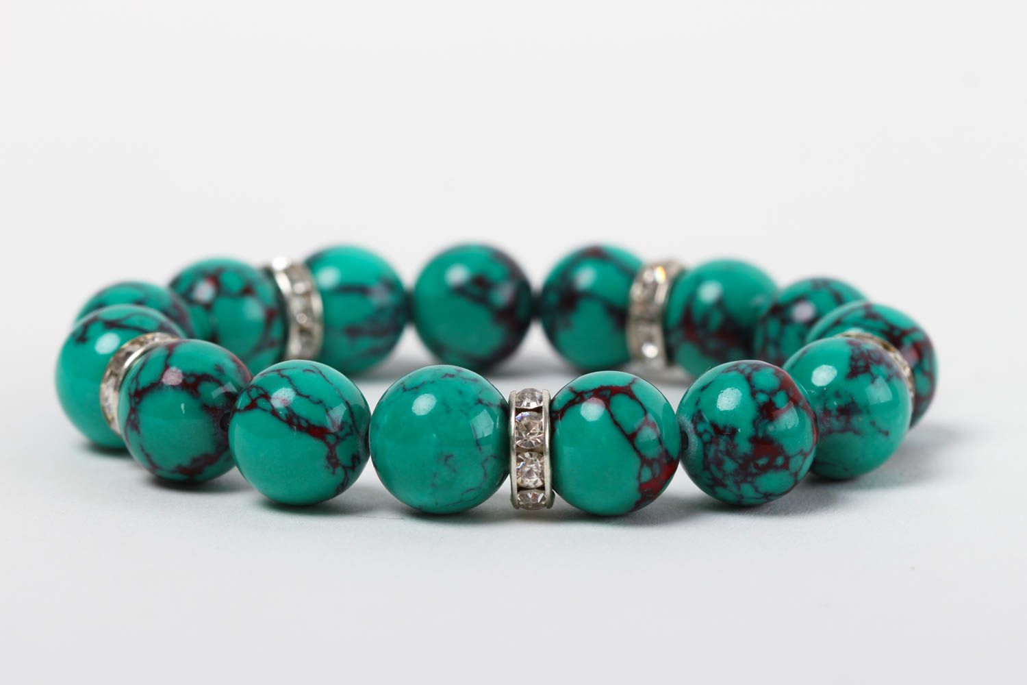 Bracelet en pierres naturelles fait main turquoise Accessoire femme tendance photo 4