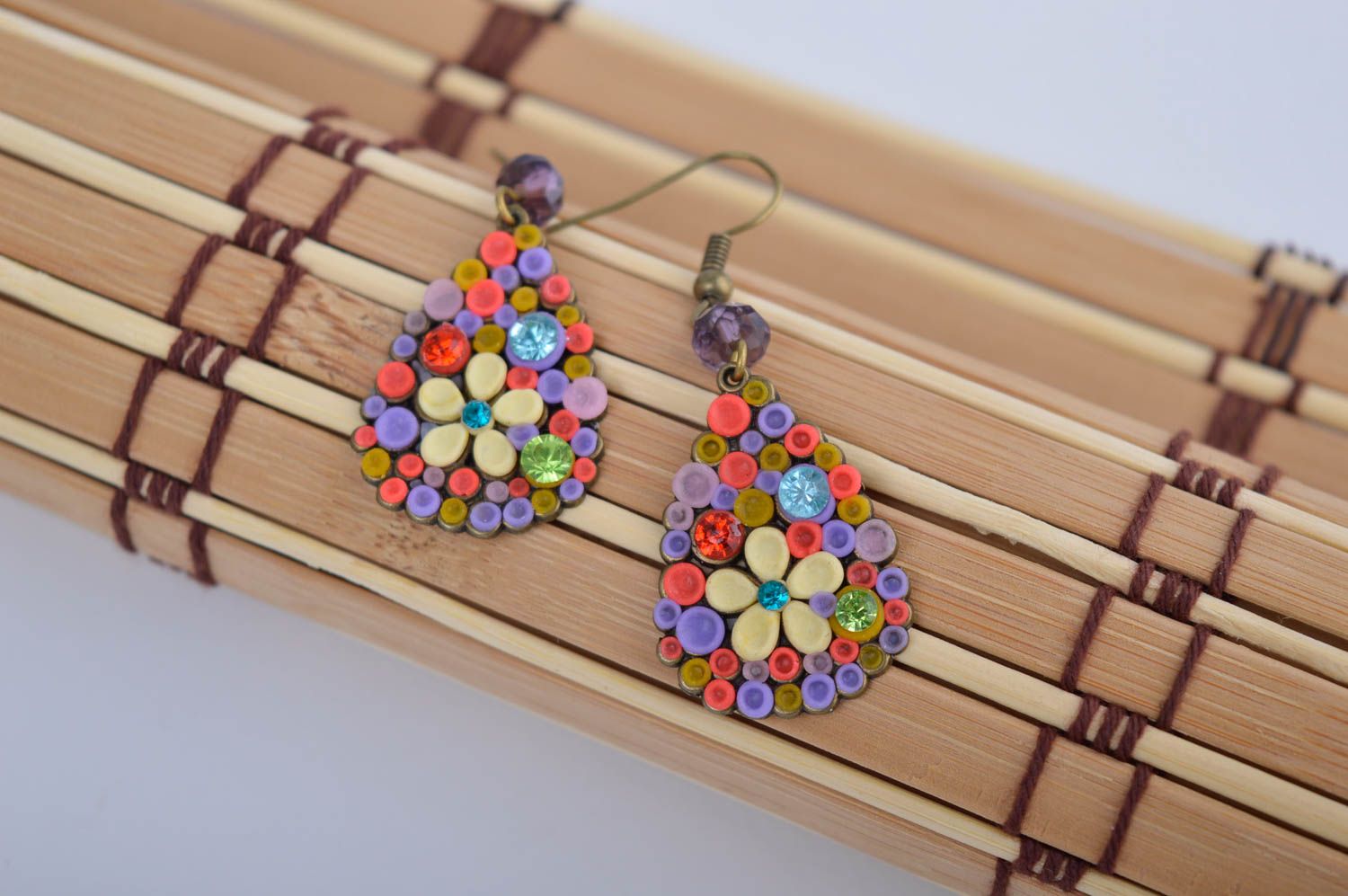 Handmade trendy bright earrings unusual stylish earrings cute jewelry photo 1