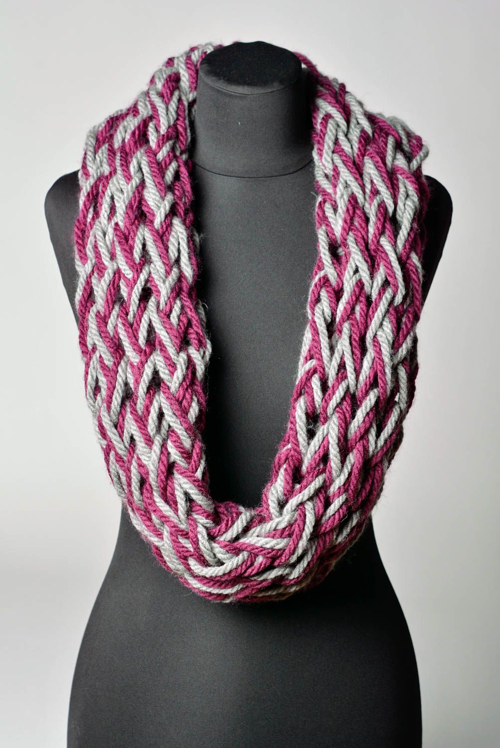 Longue écharpe tricotée au crochet chaude faite main acrylique originale snood photo 1