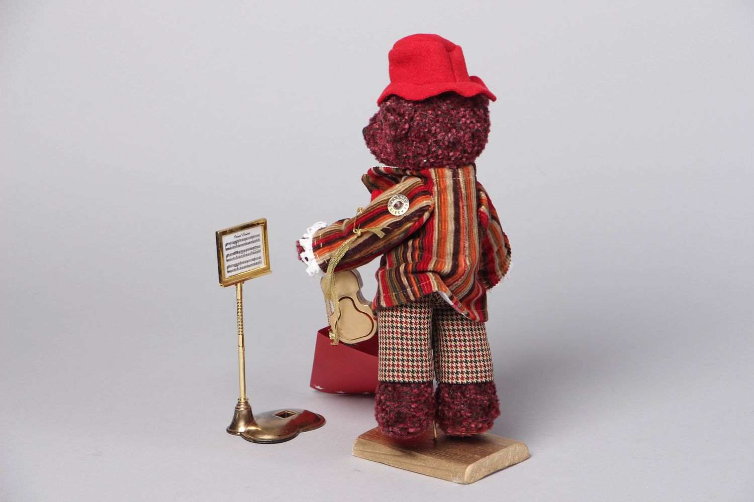 Handmade designer soft doll with stand Bear Violinist  photo 3
