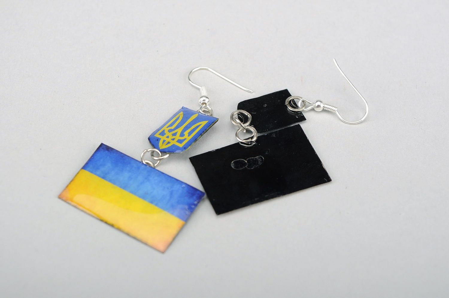 Boucles d'oreilles avec trident et drapeau ukrainiens photo 4