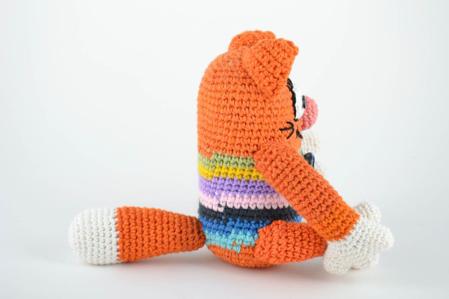 Handmade children's soft toy crocheted of woolen and semi woolen threads Fox photo 2