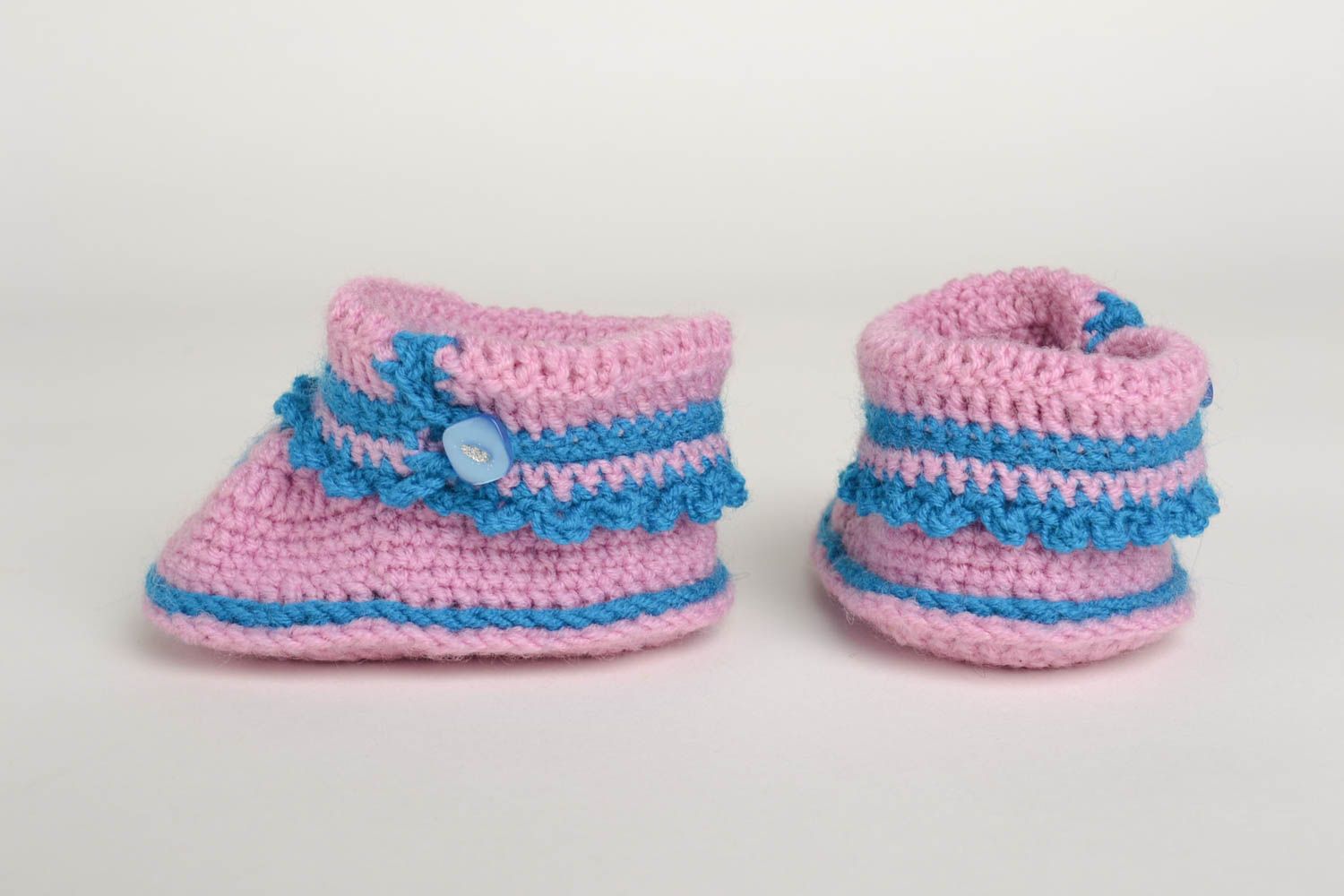 Пинетки крючком хэнд мэйд пинетки для новорожденных вязаные пинетки розовые фото 4