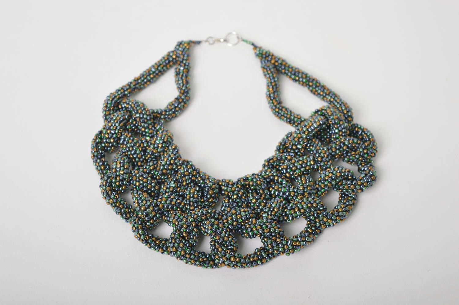 Massive handmade beaded necklace woven necklace beautiful jewellery gift ideas photo 2