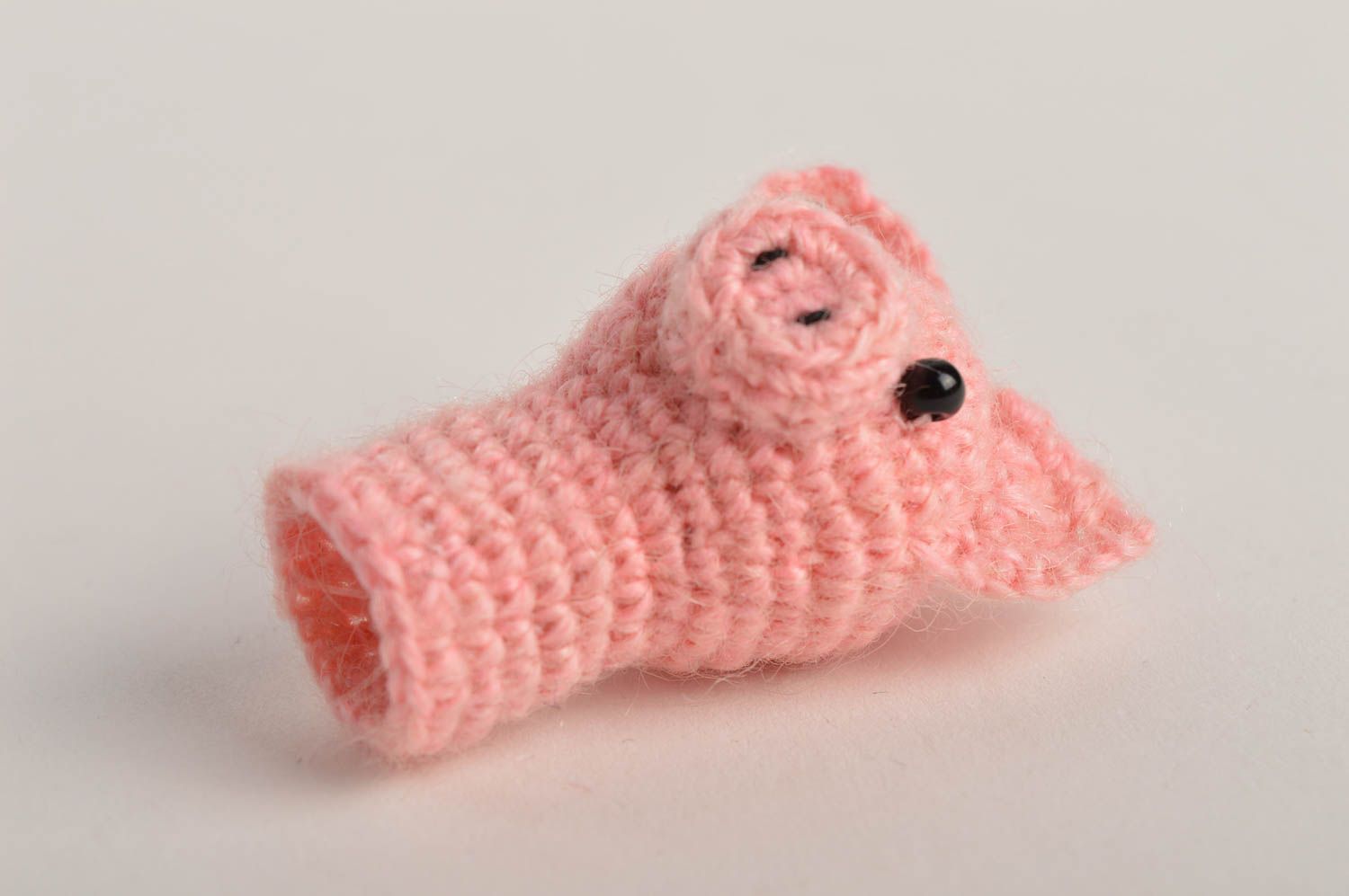 Marionnette cochon faite main Petite peluche tricotée Cadeau pour enfant photo 3