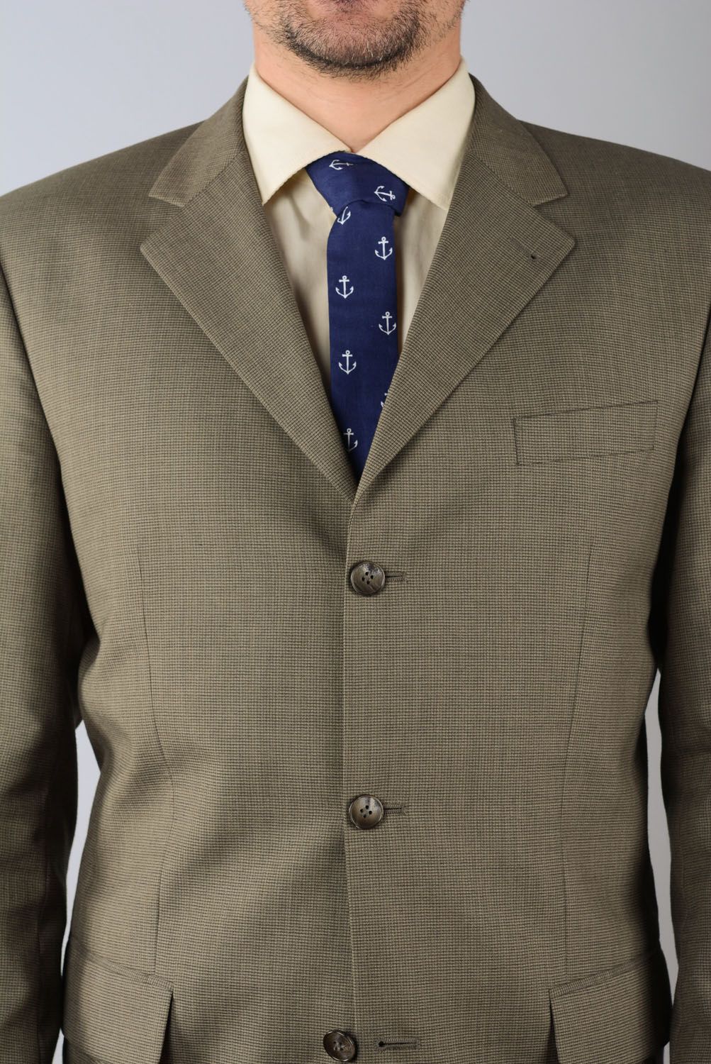 Cravate en coton au motif ancre faite main photo 4
